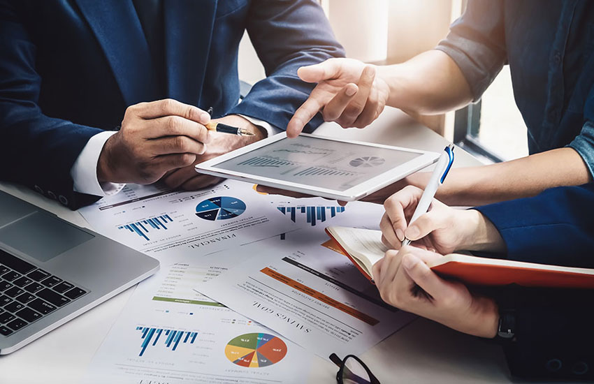 Professional account management team building client relationships